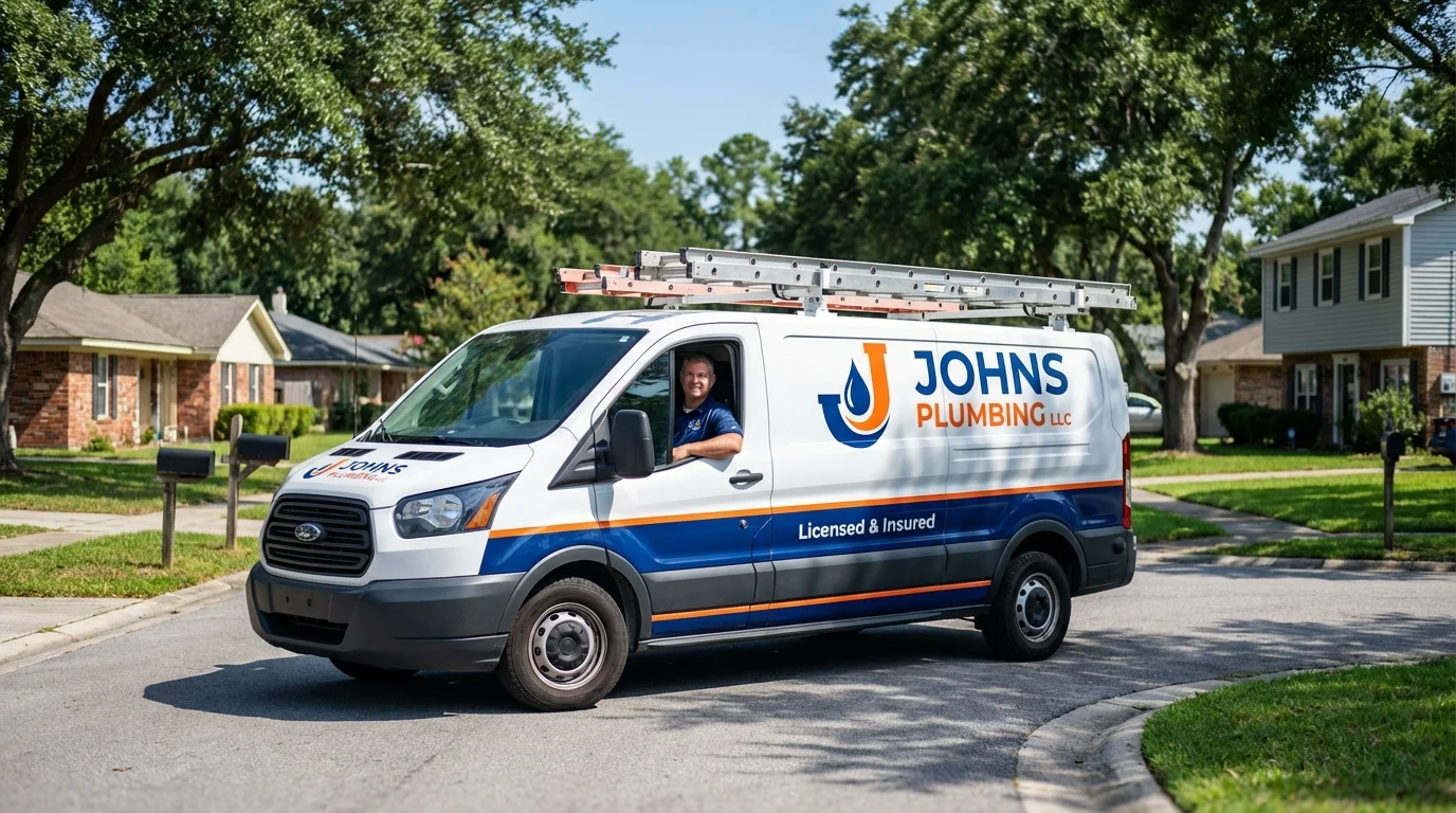 Johns Plumbing LLC service van in Portola Valley, CA