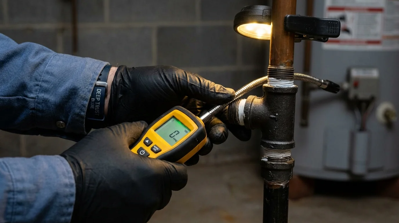 Gas leak detection with electronic sniffer by Johns Plumbing LLC in Portola Valley