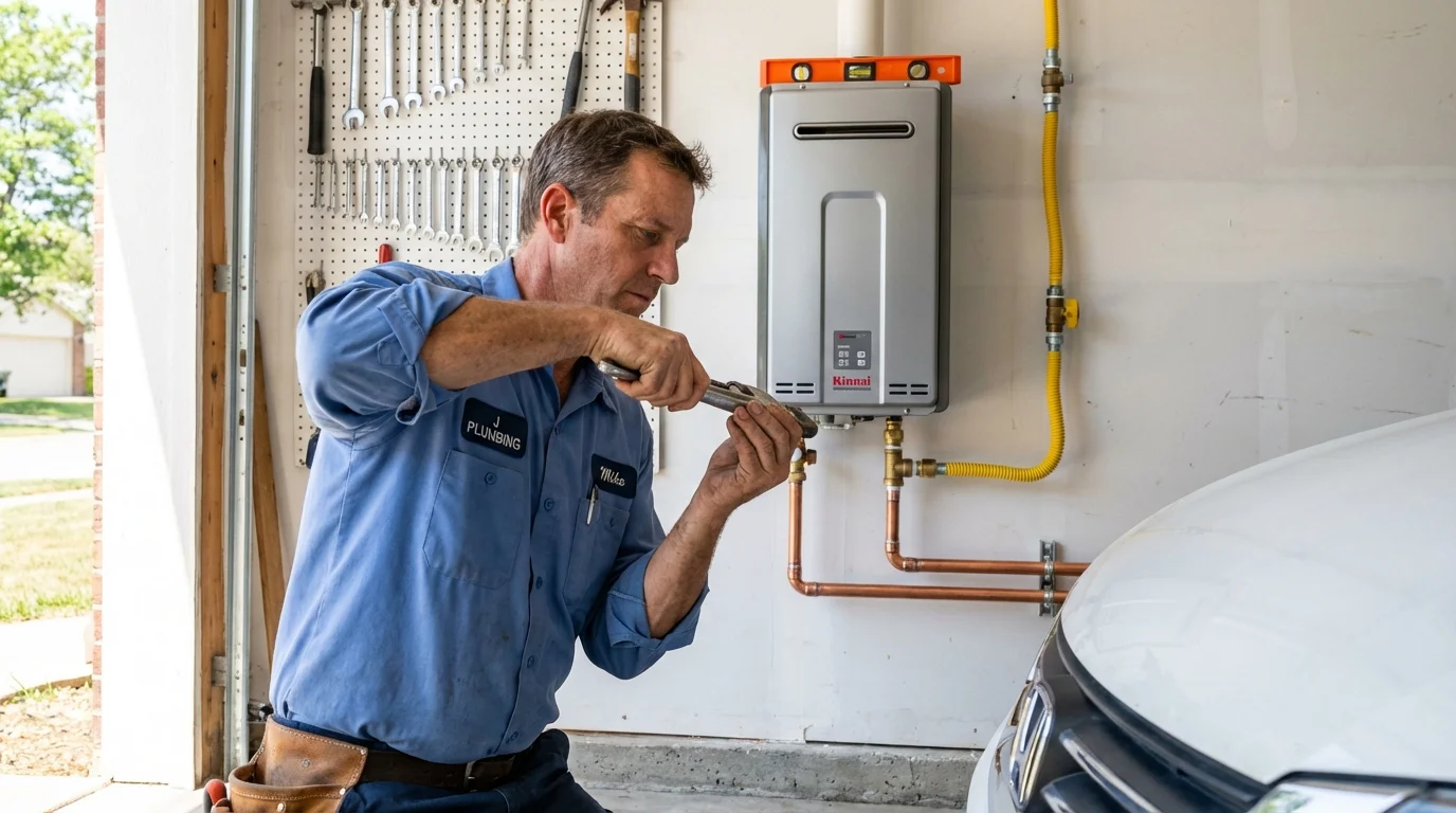 Tankless water heater installation by a Johns Plumbing LLC plumber in Portola Valley